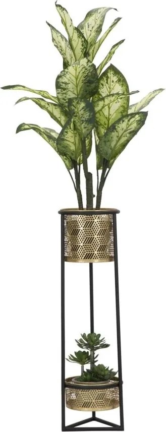Jardiniera, Suport cu 2 vase metalice pentru flori DOPPIO H-80cm