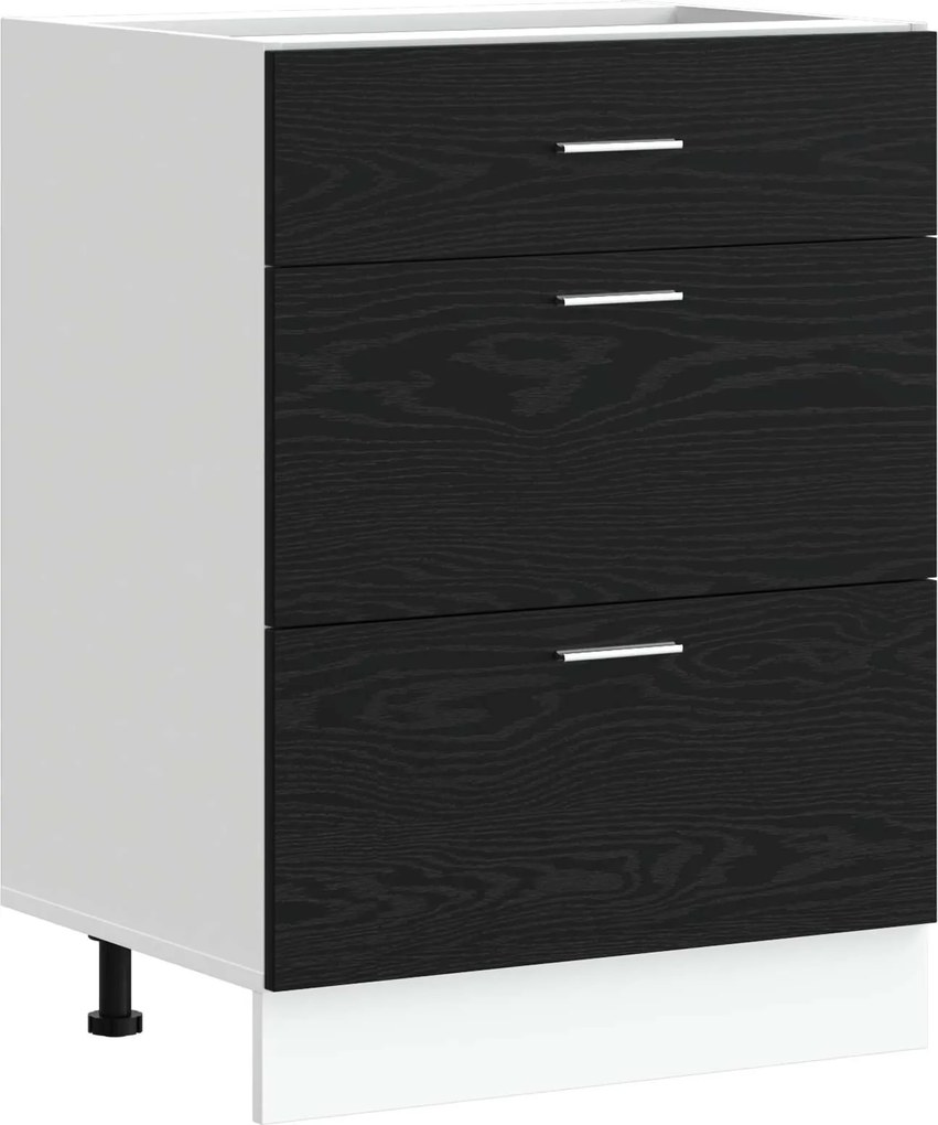 vidaXL Culoar de bază pentru bucătărie Stejar Negru 60 x 46 x 81,5 cm
