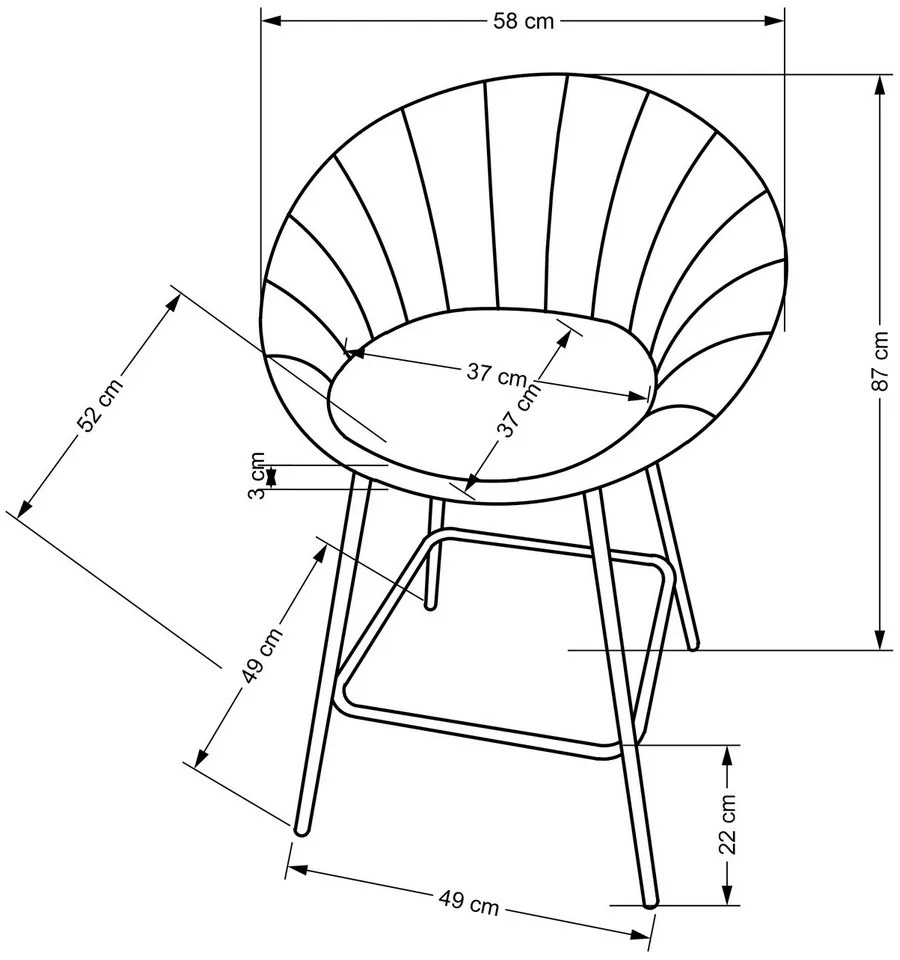 Scaun de bar Briggs, gri