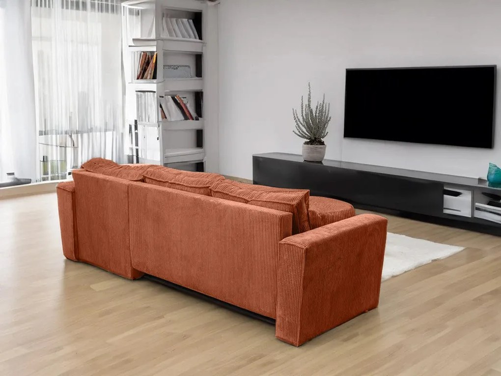 OFERTA Canapea de colt din teracota SMART COSARO, reversibila + 2 perne CADOU Calitatea a II-a