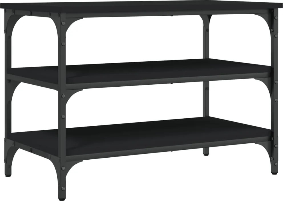 vidaXL Bancă de pantofi, negru, 70x38,5x49 cm, lemn prelucrat