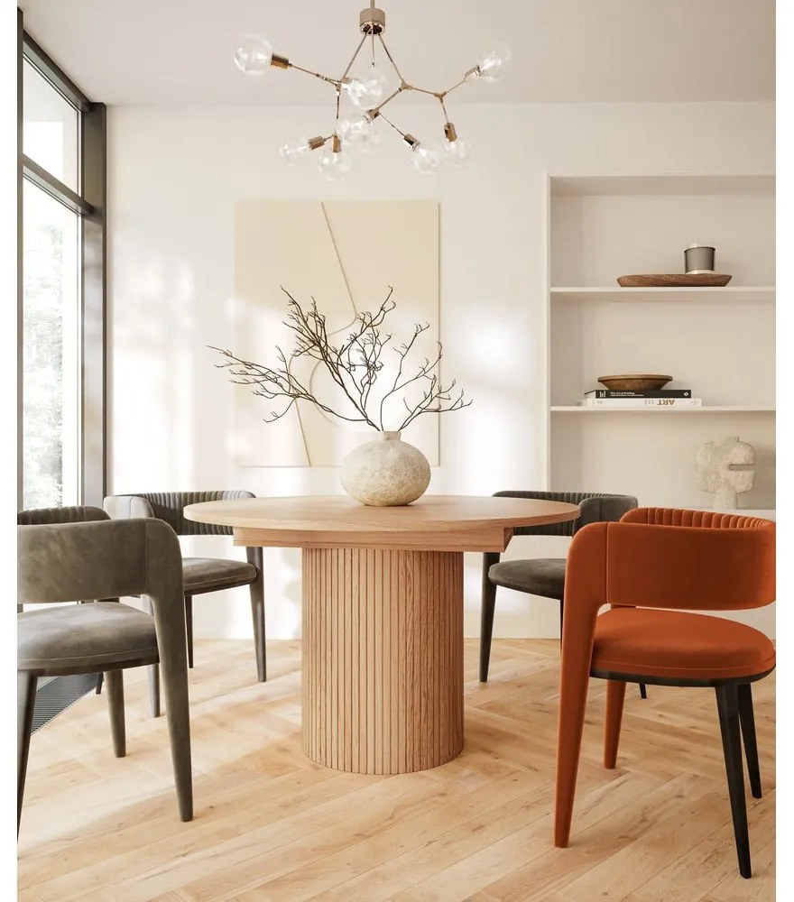 Masă de dining rotundă extensibilă cu aspect de lemn de stejar ø 115 cm Malaga – Bonami Selection