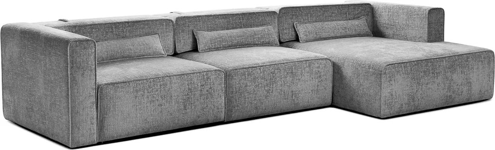 Colțar Extensibil 5 locuri ZANETTO, cu ladă de depozitare, 340x157x70 cm, Gri-Onyx / Dreapta