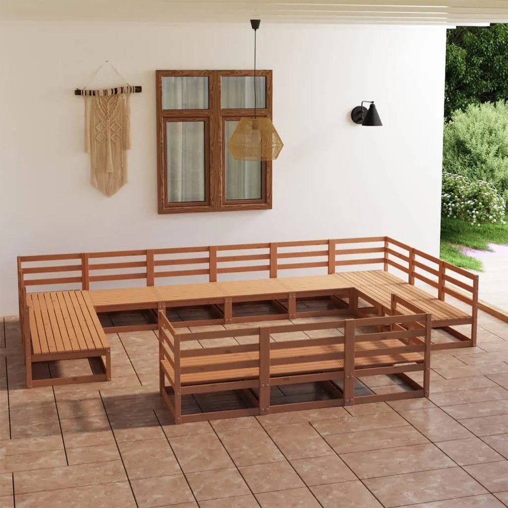 vidaXL Set mobilier de grădină, 13 piese, lemn masiv de pin