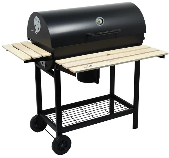 Grătar cu cărbuni, negru/lemn