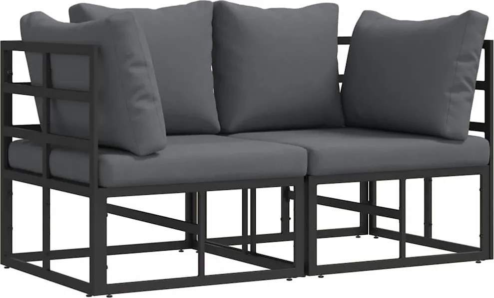 vidaXL Mobilier pentru Exterior 2 Bucată Negru și antracit Metal