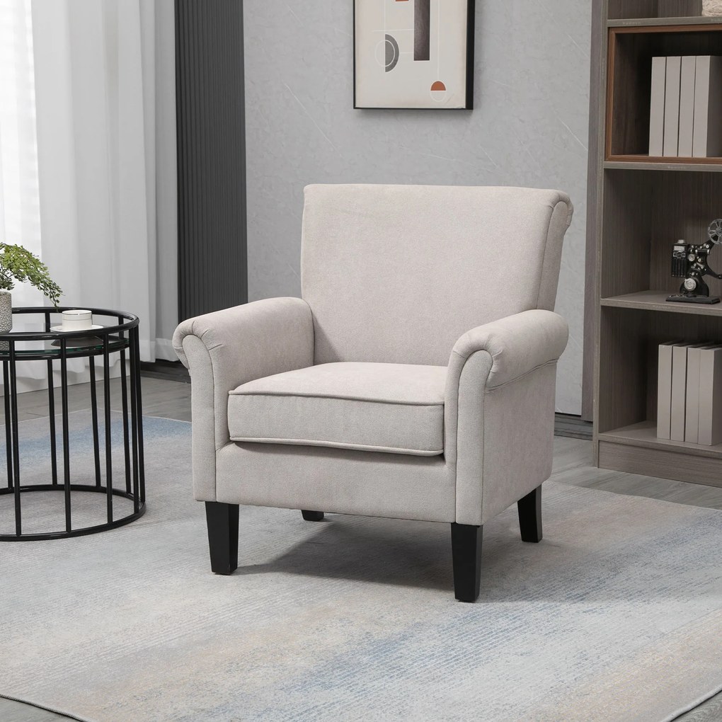 HOMCOM Fotoliu pentru Living, Stil Nordic, Tapițat cu Lemn și Poliester, Ideal pentru Living și Familie, 79x78x87 cm, Gri | Aosom Romania