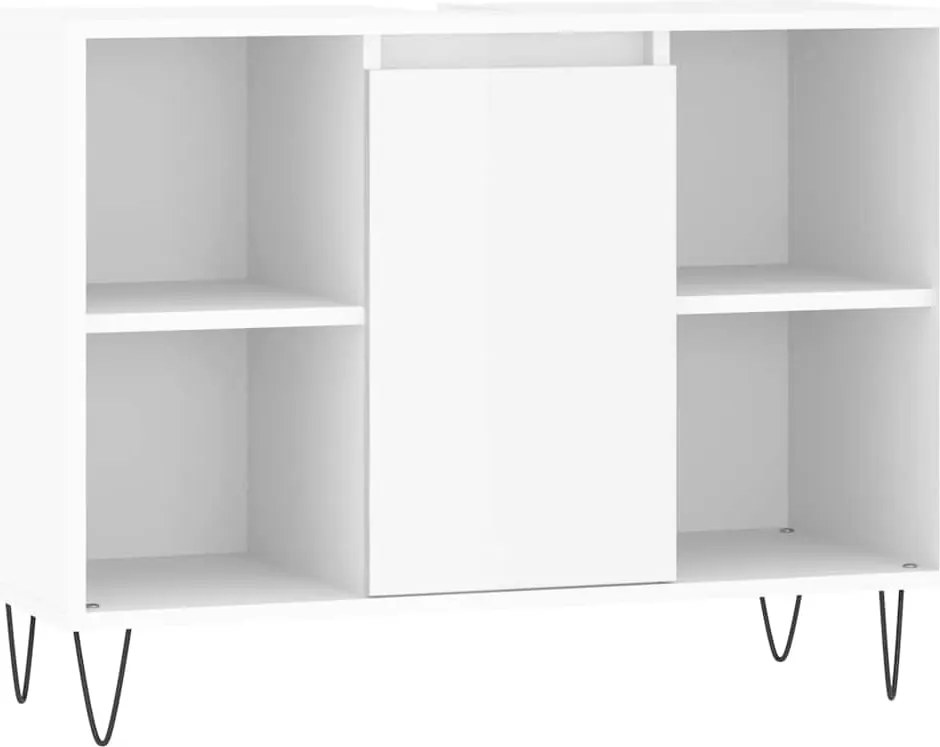 vidaXL Dulap pentru baie, alb extralucios, 80x33x60 cm, lemn compozit