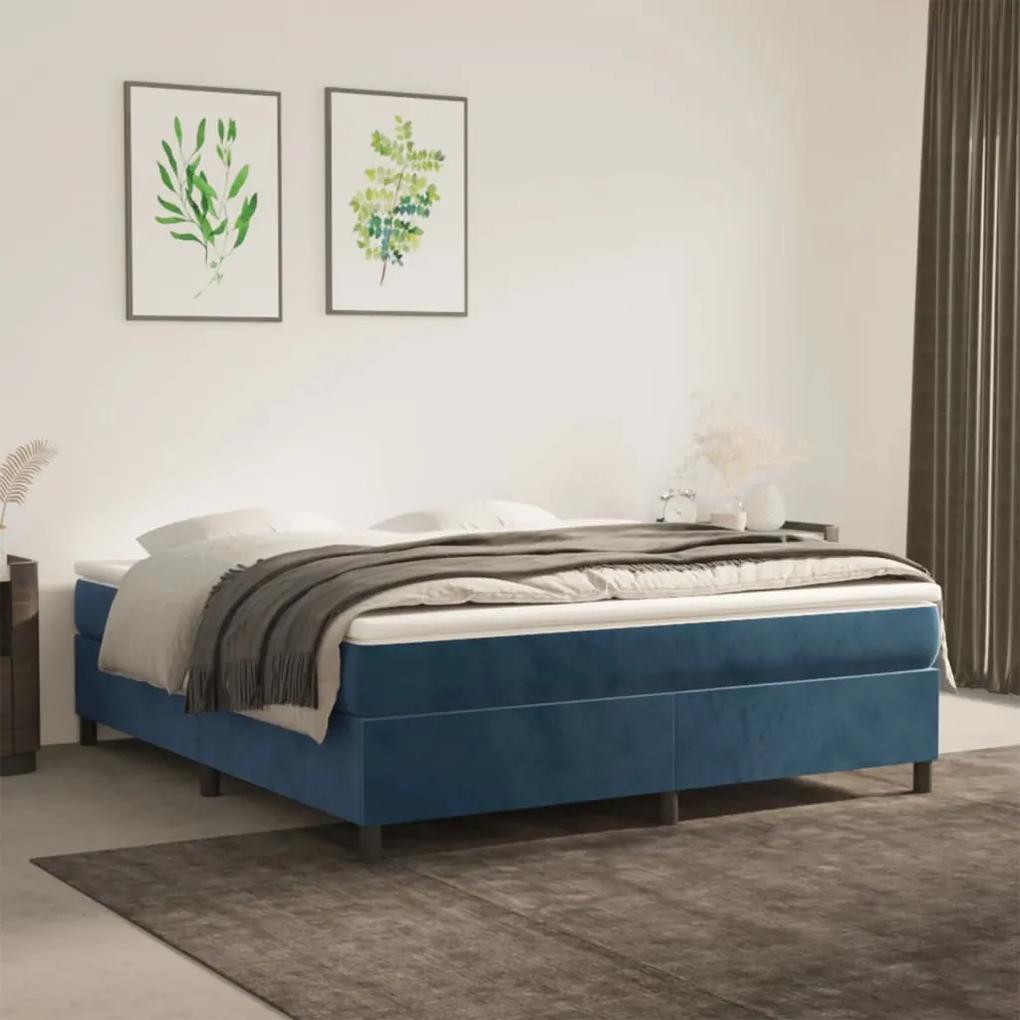 3121136 vidaXL Cadru de pat, albastru închis, 180x200 cm, catifea