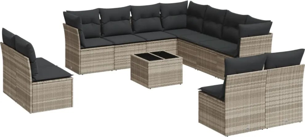 vidaXL Set canapele de grădină cu perne, 12piese gri deschis poliratan