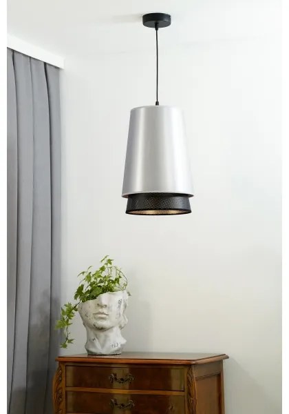 Lustră pe cablu BELL Duolla SHINY 1xE27/15W/230V d. 25 cm argintiu/negru