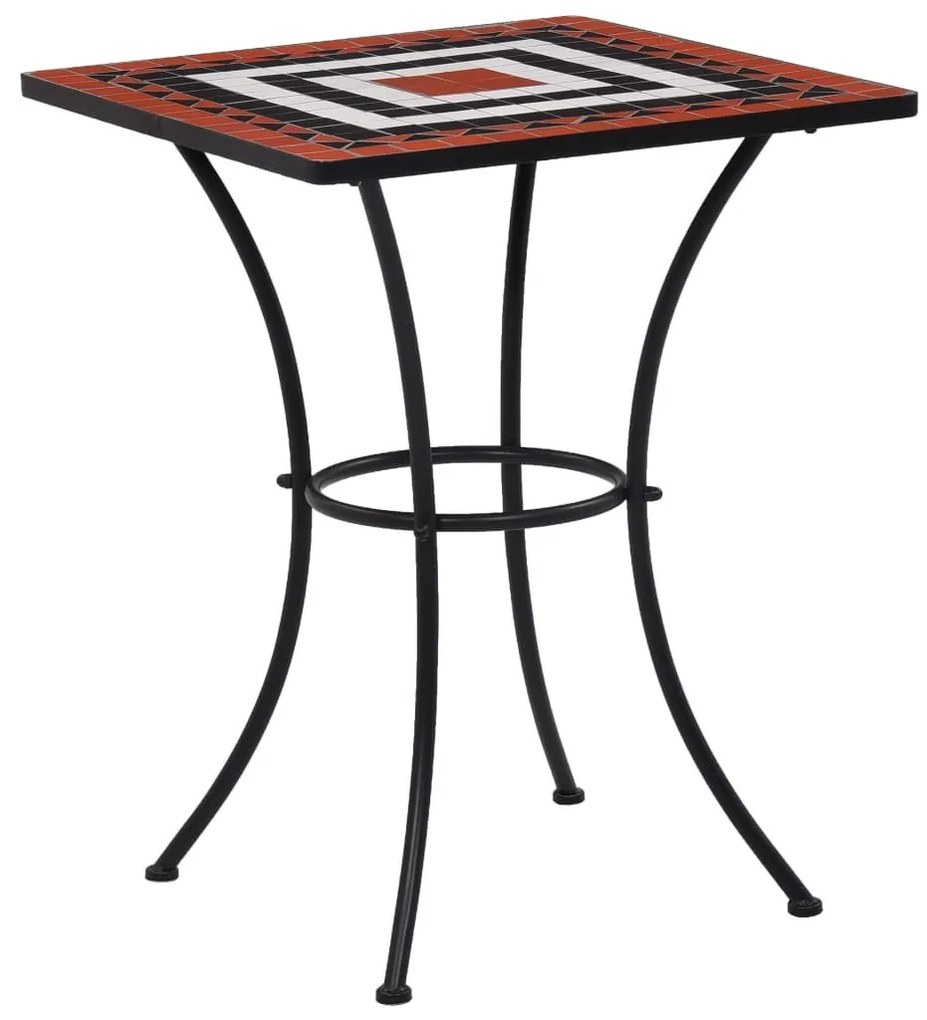 Set de bistro mozaic, 3 piese, caramiziu  alb, placa ceramica