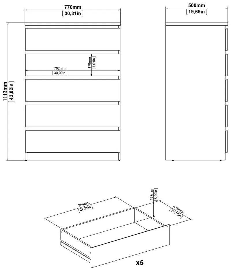 Comodă în culoare naturală cu aspect de lemn de stejar 77x111x50 cm Naia – Tvilum