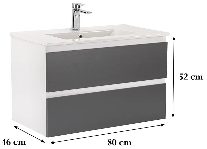 Dulap inferior Vario Forte 80 cu lavoar alb-antracit