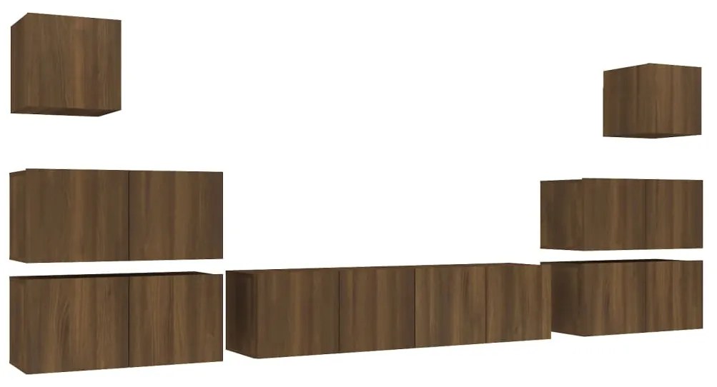 3120292 vidaXL Set dulap TV, 8 piese, stejar maro, lemn prelucrat