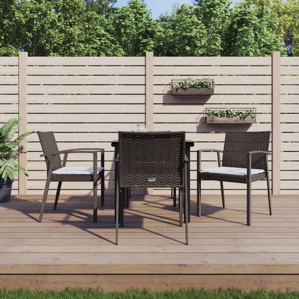 vidaXL Set mobilier de grădină cu perne, 5 piese, poliratan și oțel