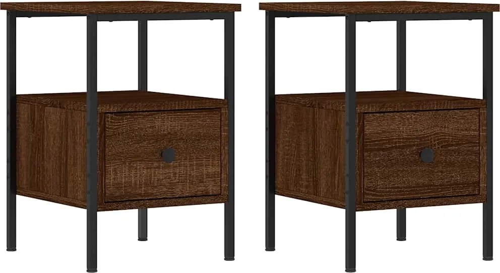 vidaXL Noptiere, 2 buc., stejar maro, 34x36x50 cm, lemn compozit