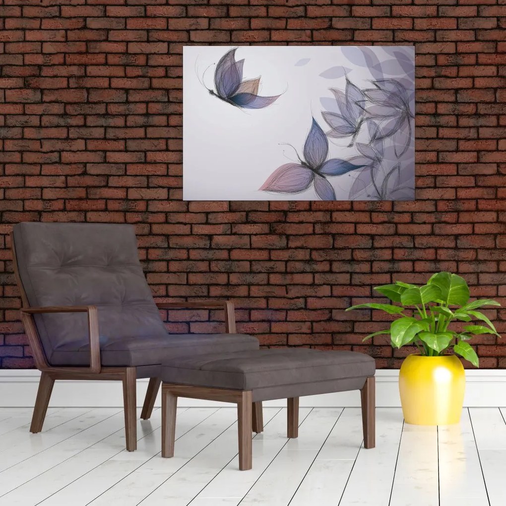 Tablou - Fluturi desenați (90x60 cm)