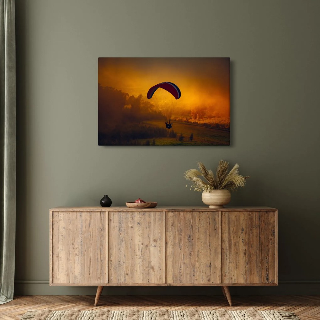 Tablou cu parașutistul în apus de soare (90x60 cm)
