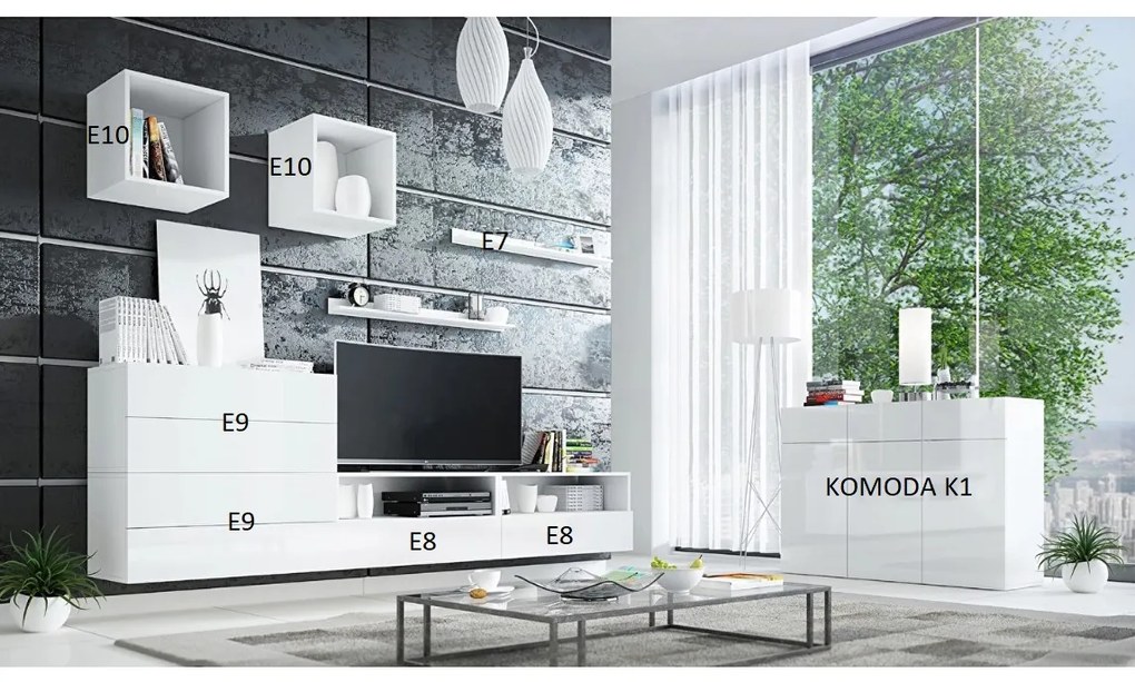 Mobilier living Berny 50 (alb + Alb lucios). 1087162
