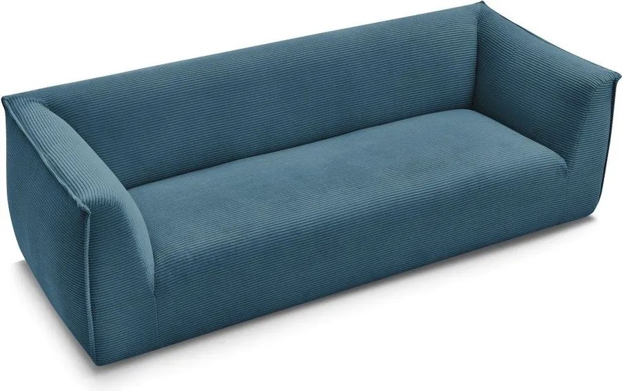 Canapea albastră cu tapițerie din catifea reiată 242 cm Giorgia – Bobochic Paris