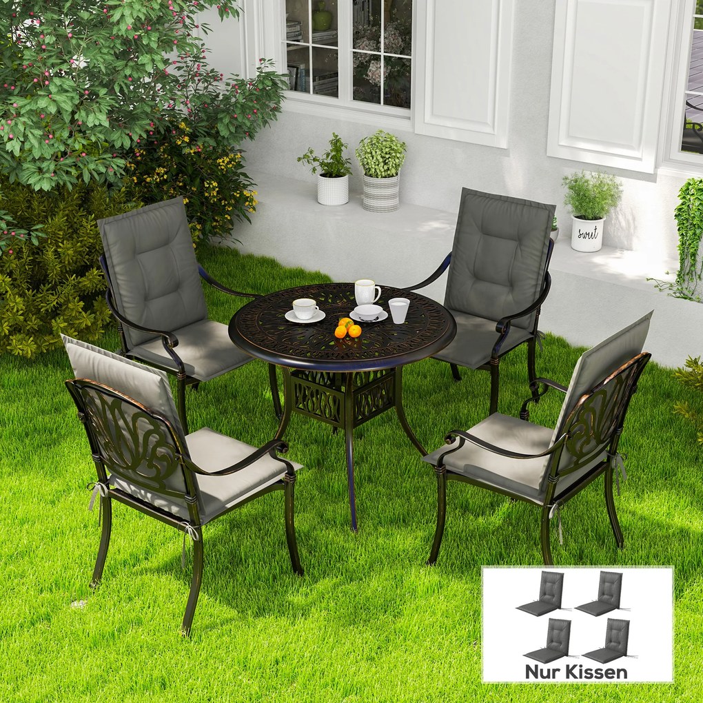 Outsunny Set de 4 perne de șezut 108 x 50 x 5 cm, perne pentru scaune cu curele, pentru interior și exterior, Hellgrau | Aosom Romania