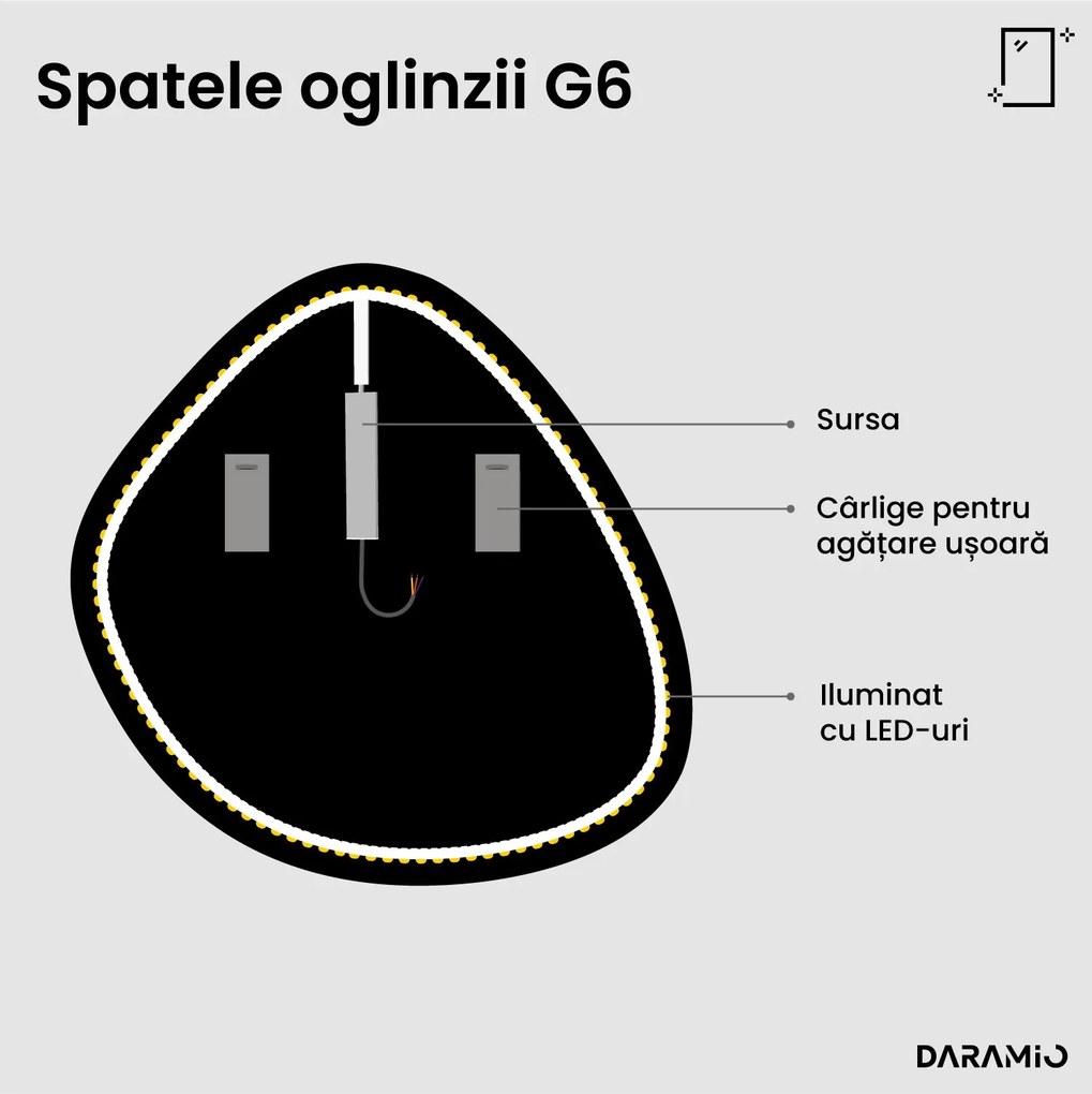 Oglindă atipică cu iluminare LED G6