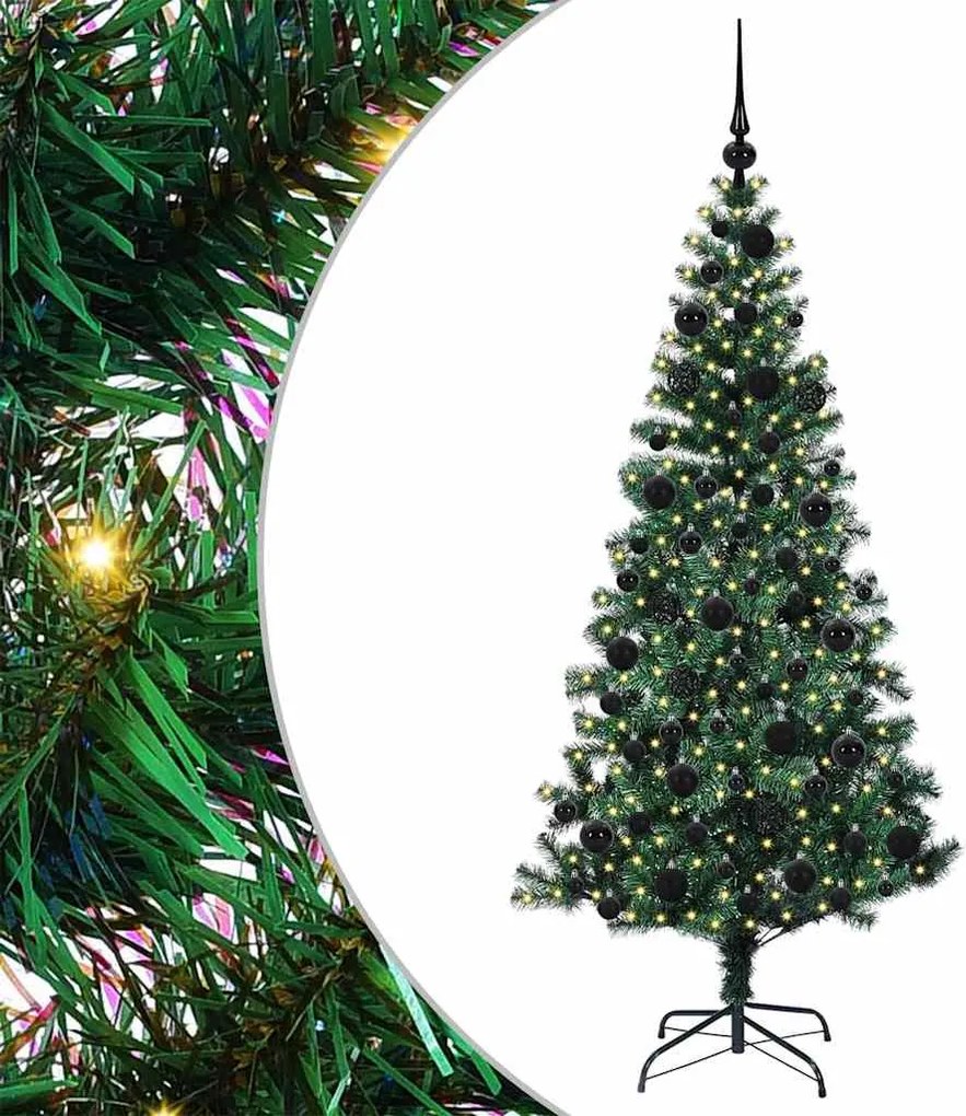vidaXL Pom de Crăciun artificial pre-iluminat cu 300 LED Verde 180 cm