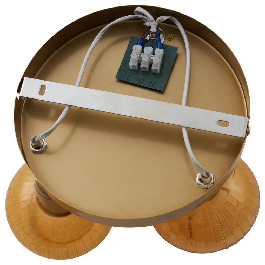 Spotlight modern auriu cu sticlă chihlimbar rotundă cu 3 lumini - Teddy