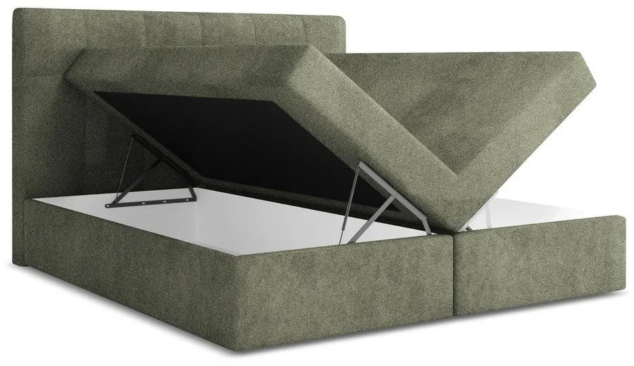 Pat boxspring verde cu spațiu de depozitare 180x200 cm Palta – Makamii
