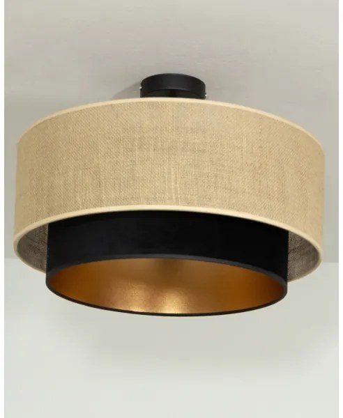 Plafonieră aplicată SARTA, 1xE27/60W/230V, Ø 45 cm, negru/jută
