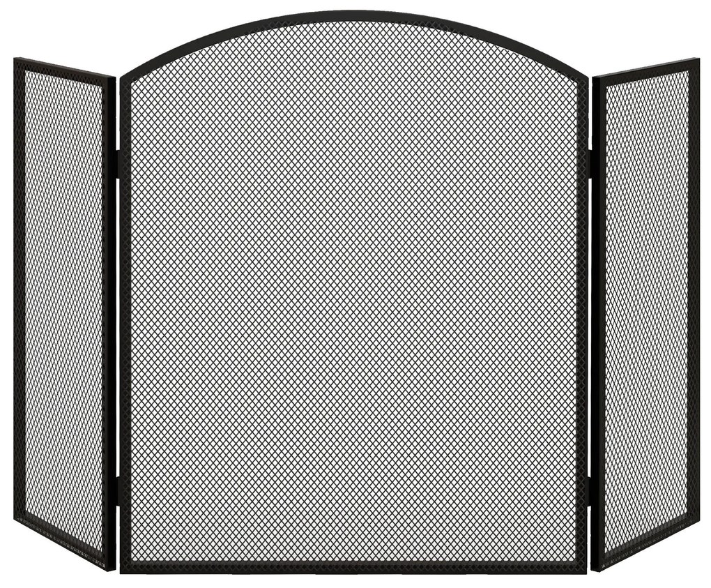 HOMCOM Paravan pliabil pentru șemineu, 3 panouri, ecran pentru șemineu cu structură din oțel 96x62 cm Negru | Aosom Romania