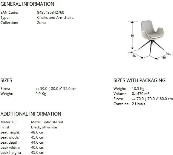 Scaun pivotant dining design elegant Zuna alb