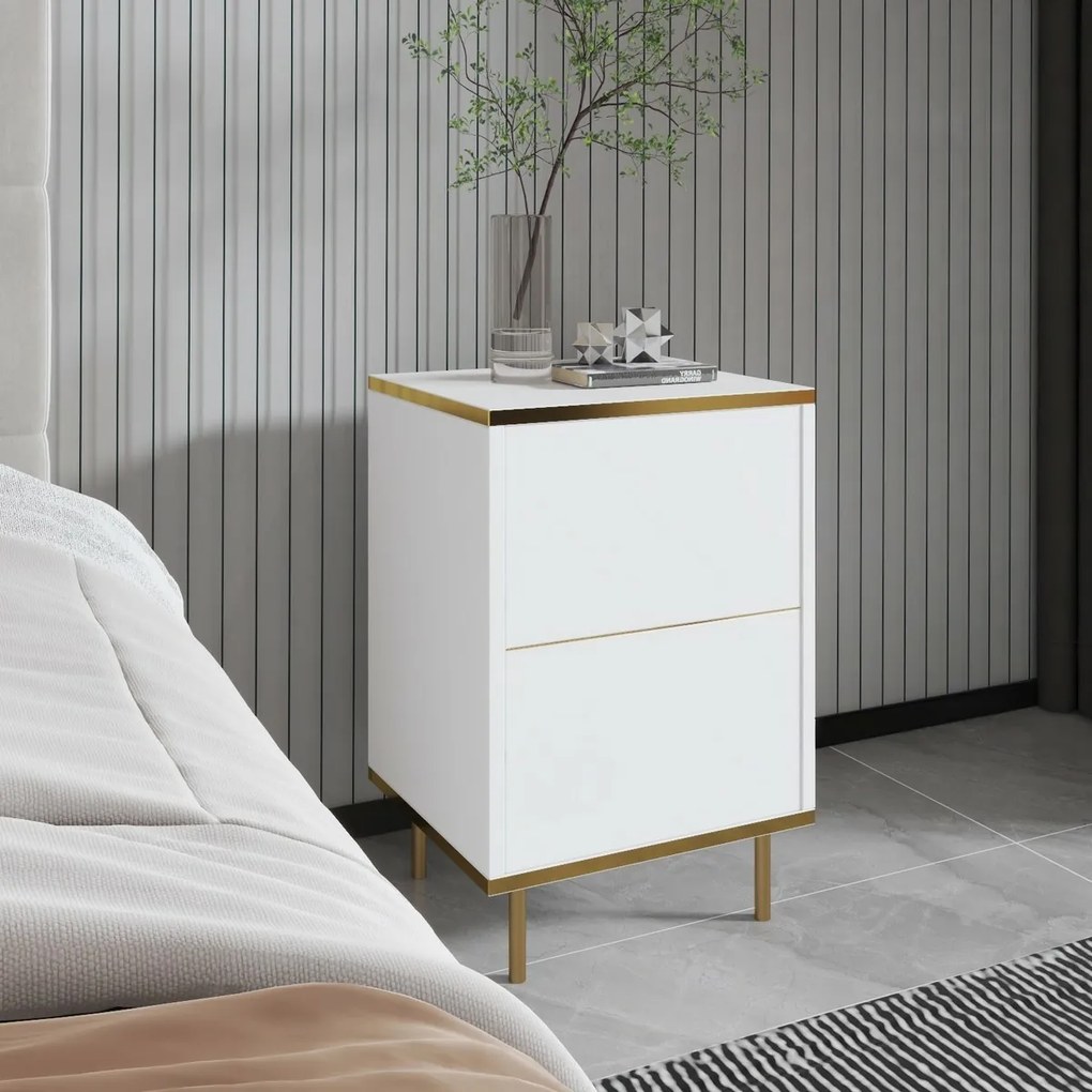 Noptieră Imaj White and Gold