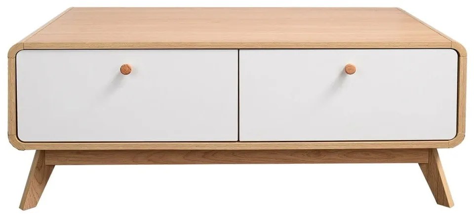 Comodă TV albă/în culoare naturală cu aspect de lemn de stejar 100x40 cm Caitlin – Støraa