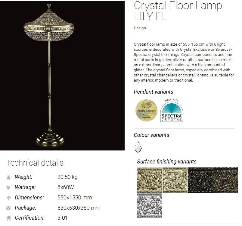 Lampadar elegant Cristal Bohemia Exclusive LILY CE