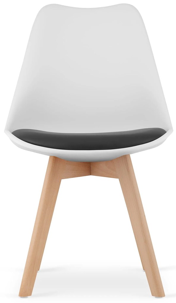 Set de sufragerie 1 + 4, masa alba ADRIA 120x80 cm + scaun alb-negru BALI MARK cu picioare din lemn de fag