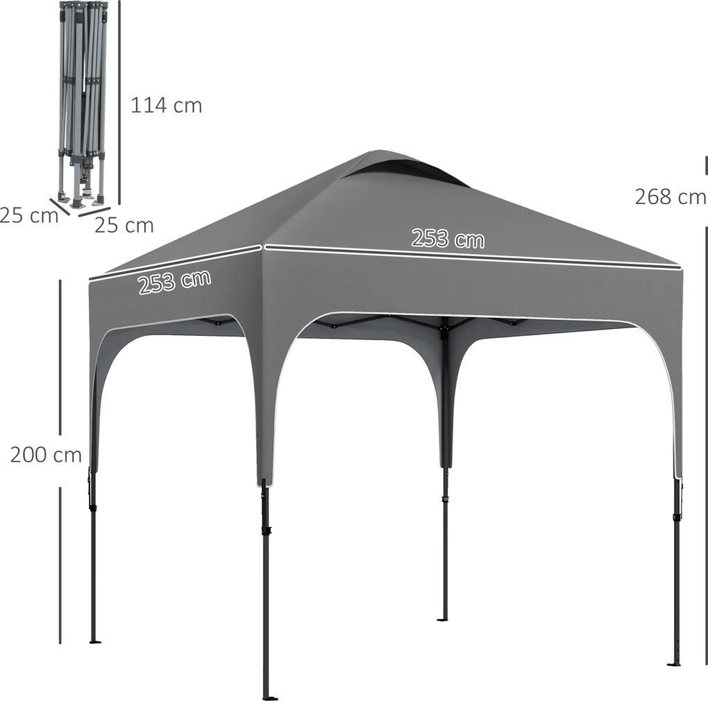 Outsunny Pavilion de grădină Pop-up pliant 2,5 x 2,5 m înălțime reglabilă țesătură Oxford anti UV50+ cadru din oțel sac de transport | Aosom Romania