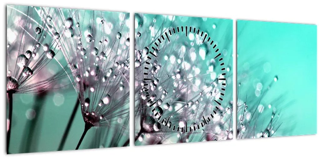 Tablou - planta cu rouă (cu ceas) (90x30 cm)