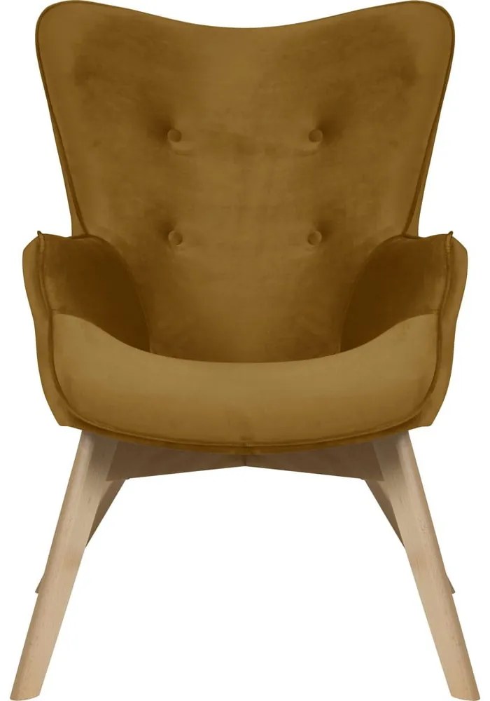 Fotoliu galben muștar cu tapițerie din catifea Niko – Ropez