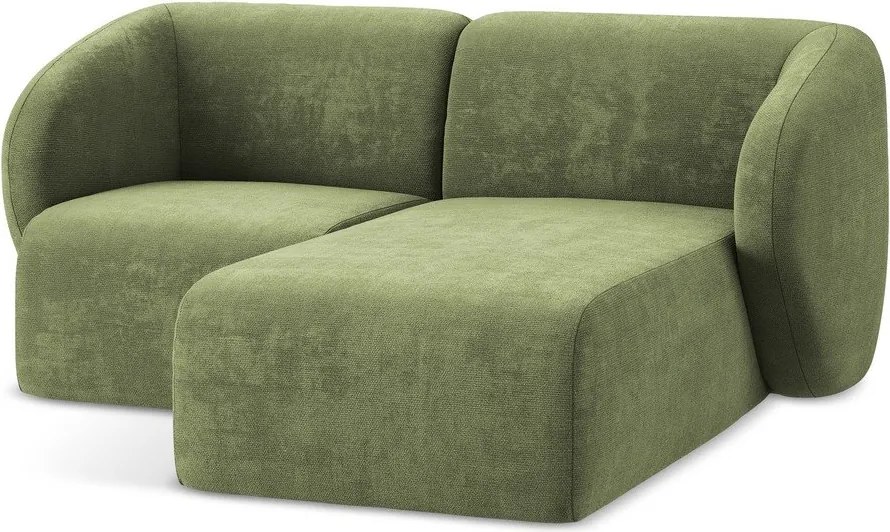 Colțar verde cu tapițerie din chenille (cu colț pe partea dreaptă/cu șezlong) Lani – Makamii