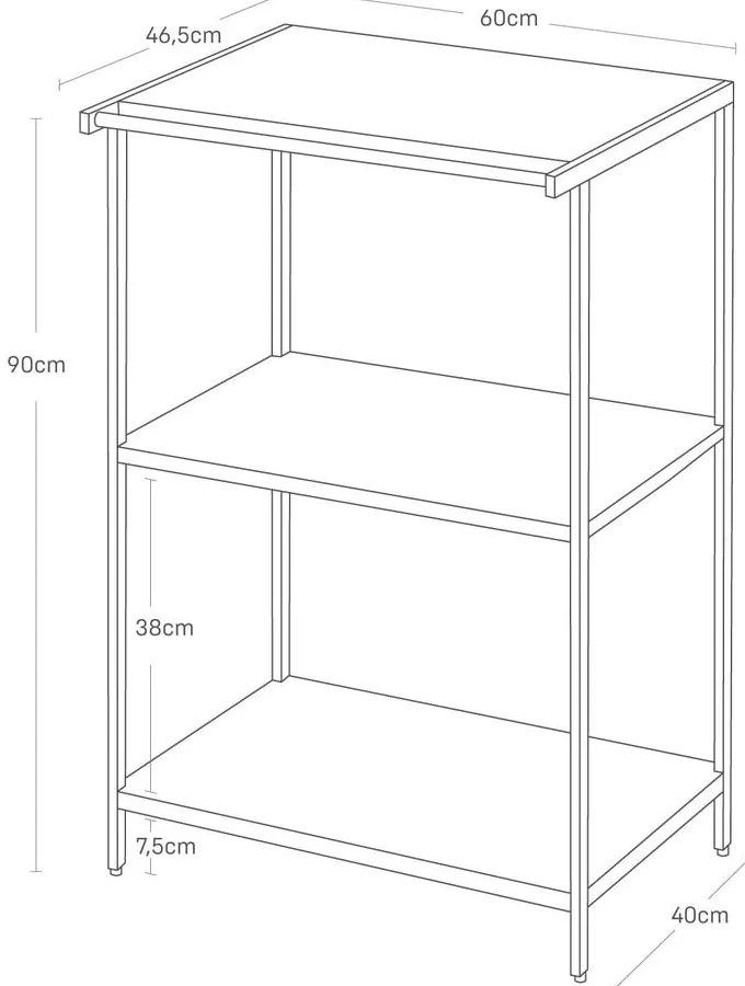 Etajeră negru-mat din oțel 60x90x46,5 cm Tower – YAMAZAKI