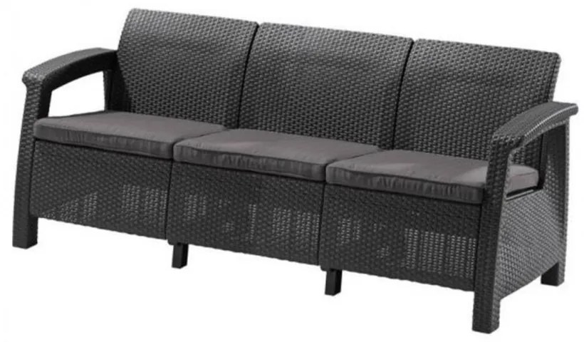 Canapea Corfu love seat max, culoare grafit, cu pernă gri deschis