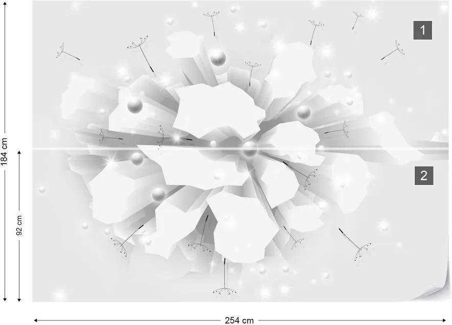Fototapet GLIX - 3D Blast White And Grey + adeziv GRATUIT Tapet nețesute - 254x184 cm