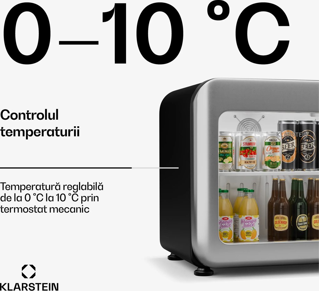 Klarstein Audrey Evo frigider pentru băuturi, Design retro, Uși din sticlă, 46 L, Clasa energetică C