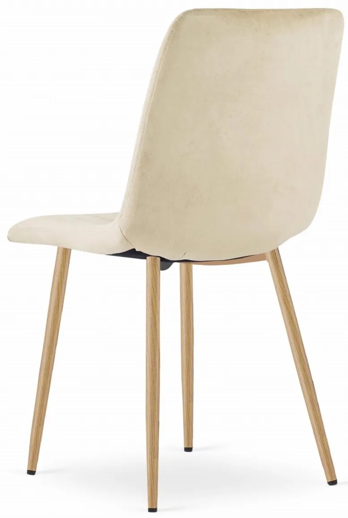 Set de masa 1 + 4, masa de dining alb ADRIA 120x80 cm + scaun crem din catifea LAVA