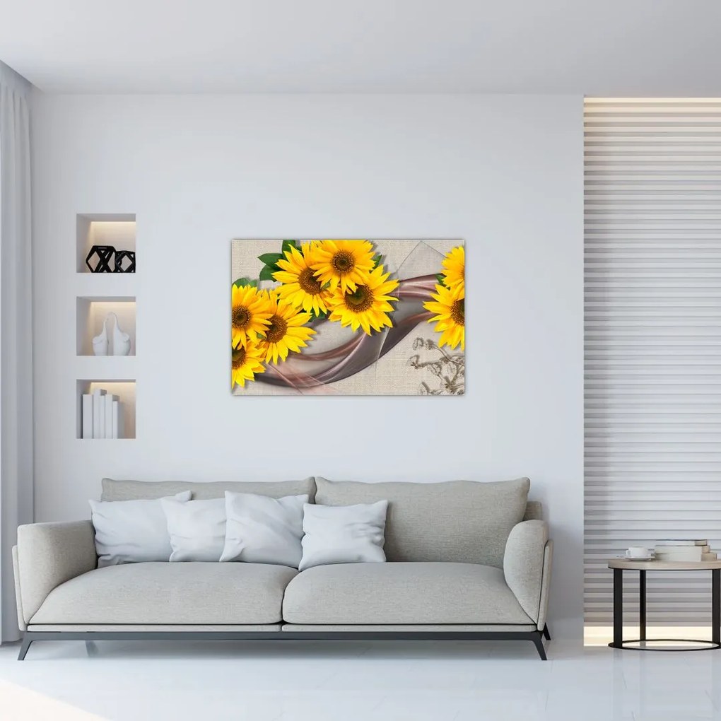 Tablou - Flori strălucitoare de floare soarelui (90x60 cm)