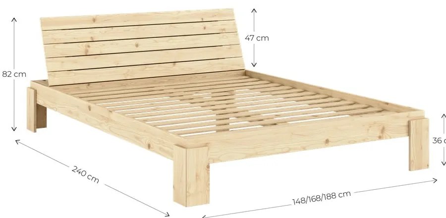 Pat matrimonial în culoare naturală din lemn de pin cu somieră 160x200 cm Layers – Karup Design