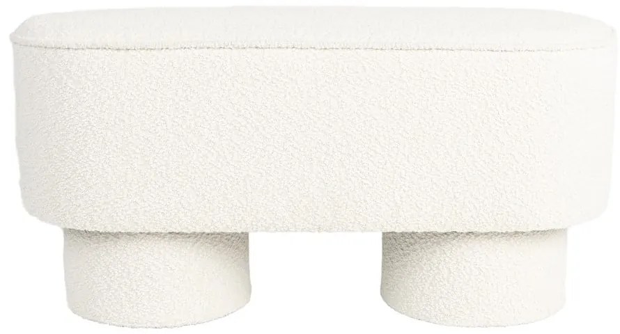 Bancă albă cu tapițerie din țesătură bouclé Marcos – White Label