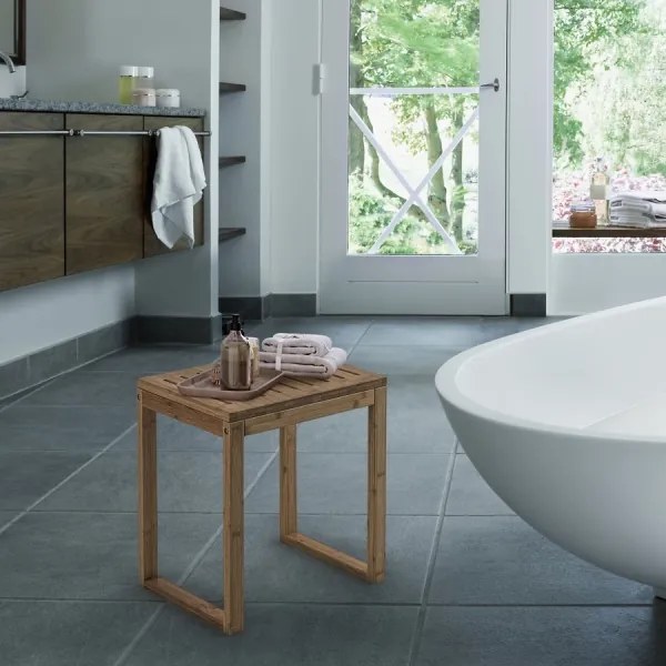 Taburet pentru baie Gedy HIMALAYA 39,5x44,3 cm bambus